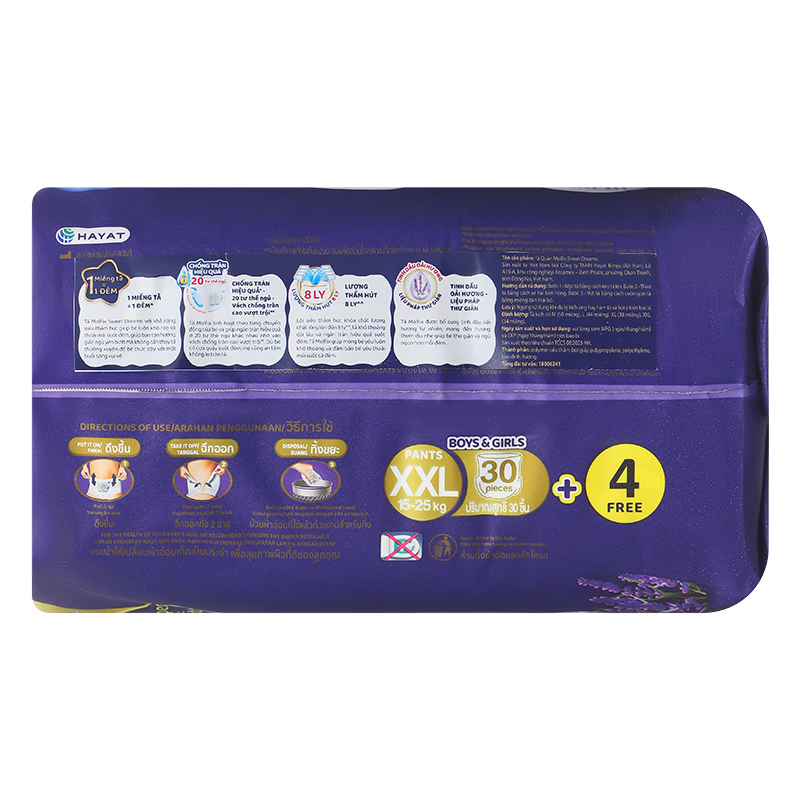 Tã quần Molfix Sweet Dreams size L 40 + 4/+2 miếng (9 - 14 kg) - Giao bao bì cộng miếng ngẫu nhiên 20