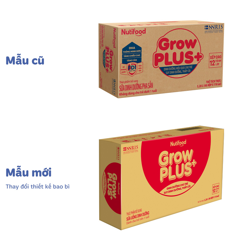 Lốc 4 hộp sữa pha sẵn Nutifood GrowPLUS+ đỏ hương vani 110 ml cho trẻ suy dinh dưỡng, thấp còi (từ 1 tuổi) - Giao bao bì ngẫu nhiên 11