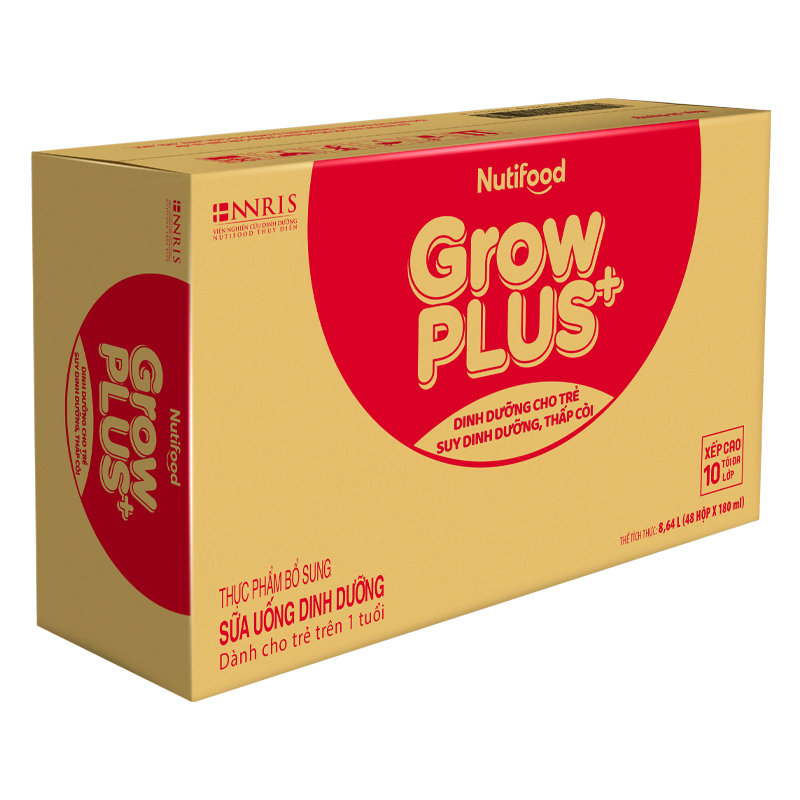 Thùng 48 hộp sữa pha sẵn Nutifood GrowPLUS+ đỏ hương vani 180 ml cho trẻ suy dinh dưỡng, thấp còi (từ 1 tuổi) - Giao bao bì ngẫu nhiên 4