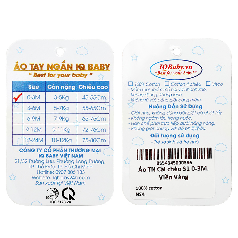 Áo tay ngắn IQ Baby viền hồng 14