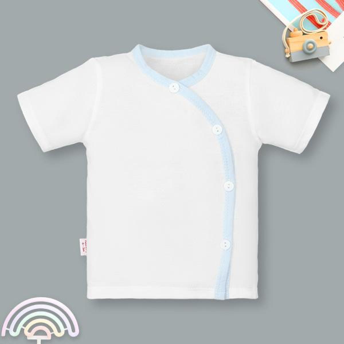 Áo tay ngắn unisex IQ Baby cotton xanh