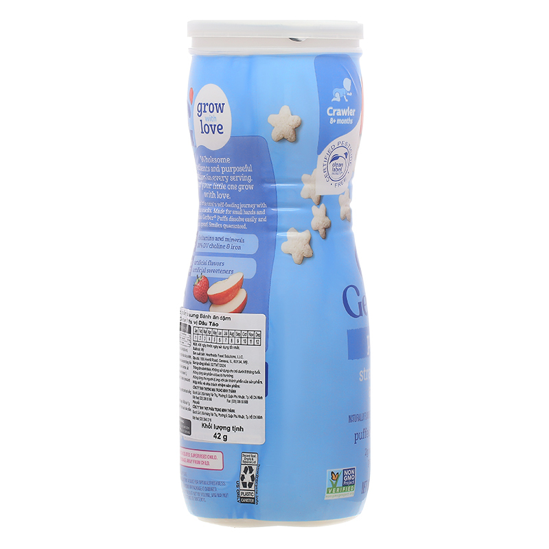 Bánh ăn dặm Gerber Puffs vị dâu, táo lon 42g (từ 8 tháng) - Giao bao bì ngẫu nhiên 4