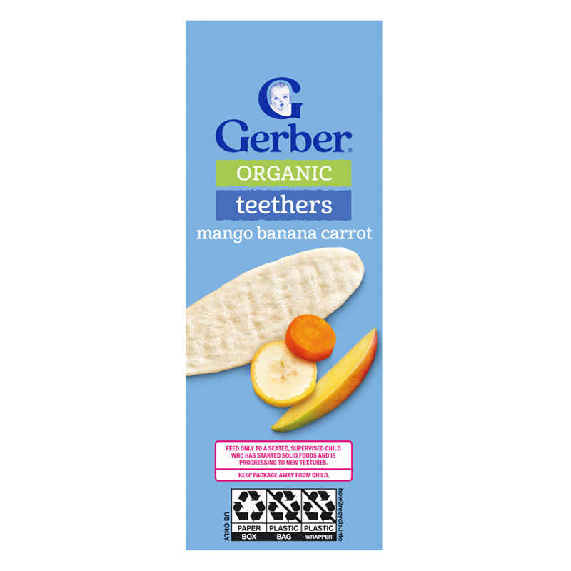 Bánh gạo ăn dặm Gerber Organic Teethers vị xoài, chuối và cà rốt hộp 48g (từ 7 tháng) - Giao bao bì ngẫu nhiên 7
