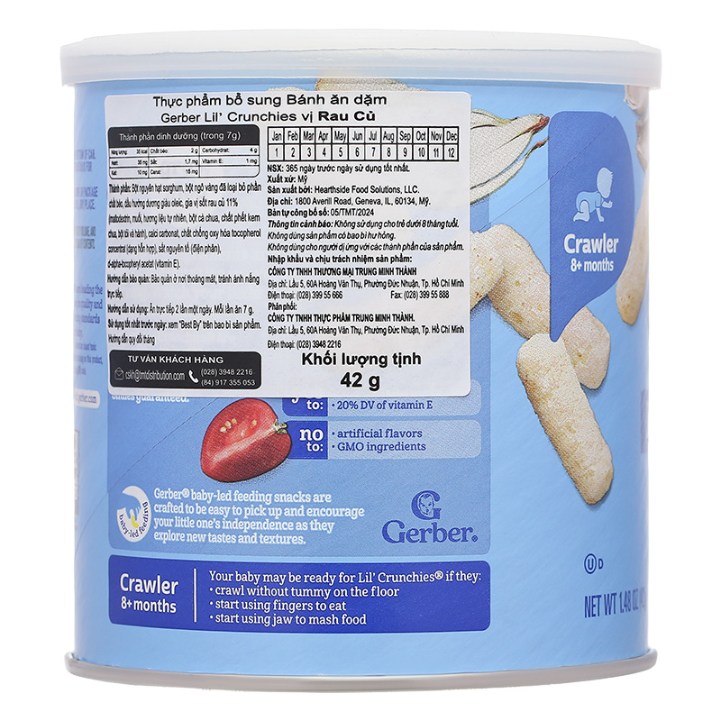 Bánh ăn dặm Gerber Lil' Crunchies vị rau củ lon 42g (từ 8 tháng) - Giao bao bì ngẫu nhiên 5