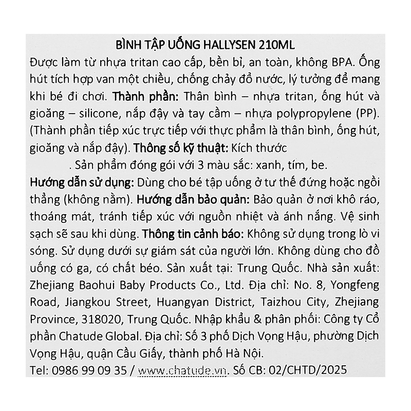 Bình tập uống Hallysen 210ml - Màu be (từ 6 tháng) 22