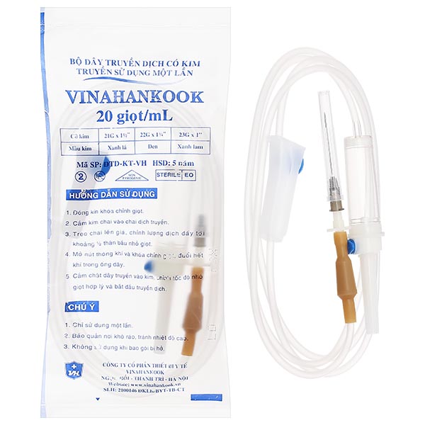 Bộ dây truyền dịch Vinahankook 20 giọt/mL có kim 22Gx1''
