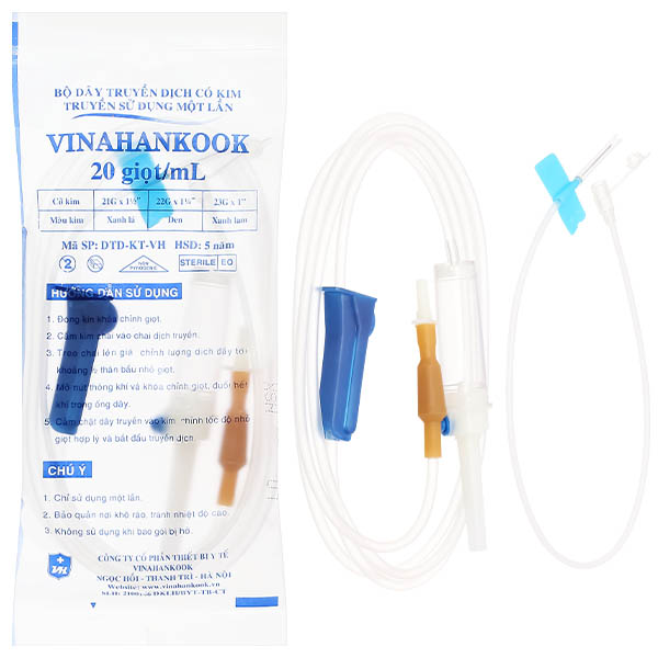 Bộ dây truyền dịch Vinahankook 20 giọt/mL có kim 23Gx1"