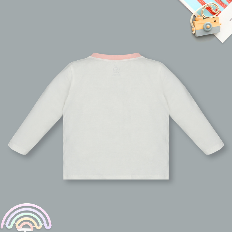 Bộ tay dài bé gái La Pomme cozy night màu hồng - trắng 3