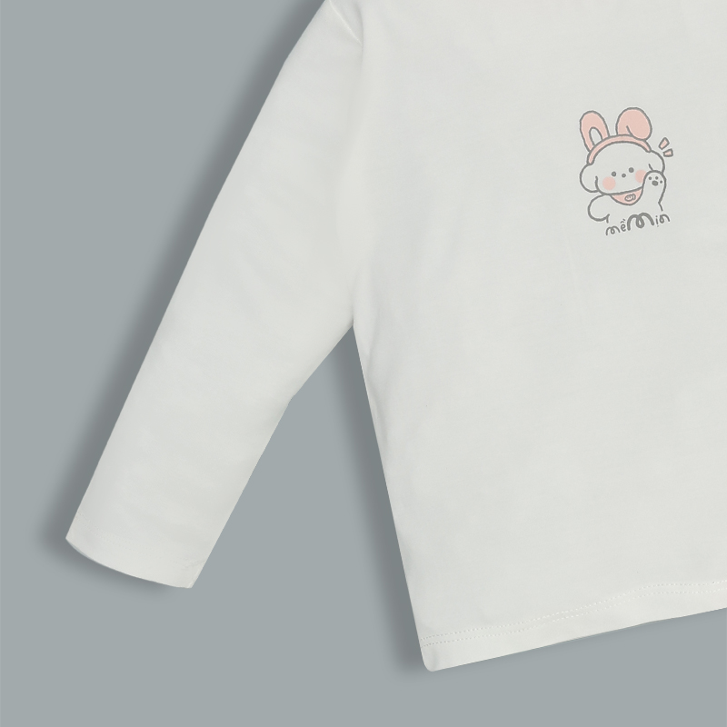 Bộ tay dài bé gái La Pomme cozy night màu hồng - trắng 5
