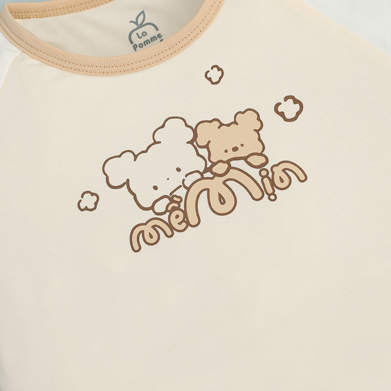 Bộ tay ngắn bé gái La Pomme êm dịu màu be 6