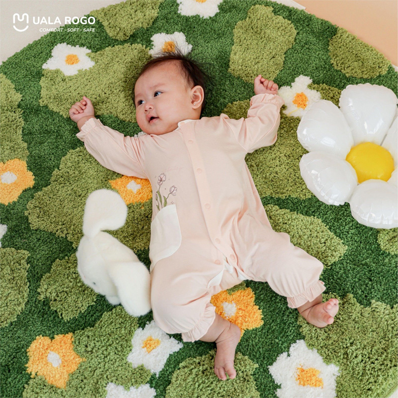 Bodysuit tay dài bé gái petit Ualarogo UR2235 màu trắng 8