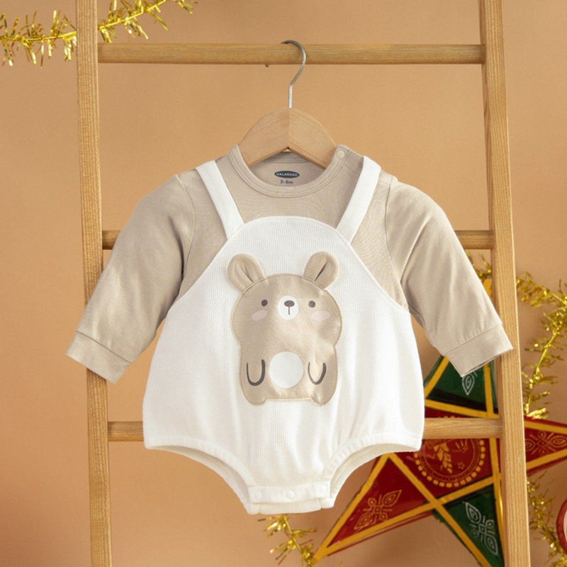 Bodysuit tay dài cho bé gái cotton Ualarogo UR258 màu hồng 16
