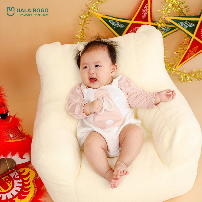 Bodysuit tay dài cho bé gái cotton Ualarogo UR258 màu hồng 2