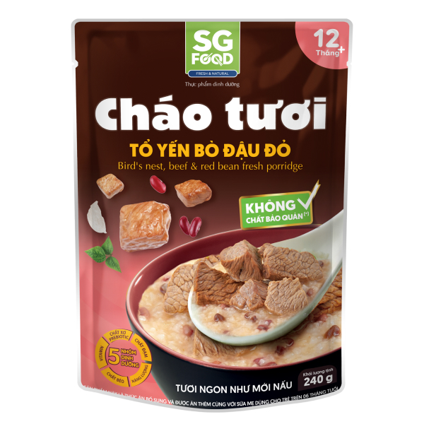 Cháo tươi SG Food Baby vị tổ yến bò đậu đỏ