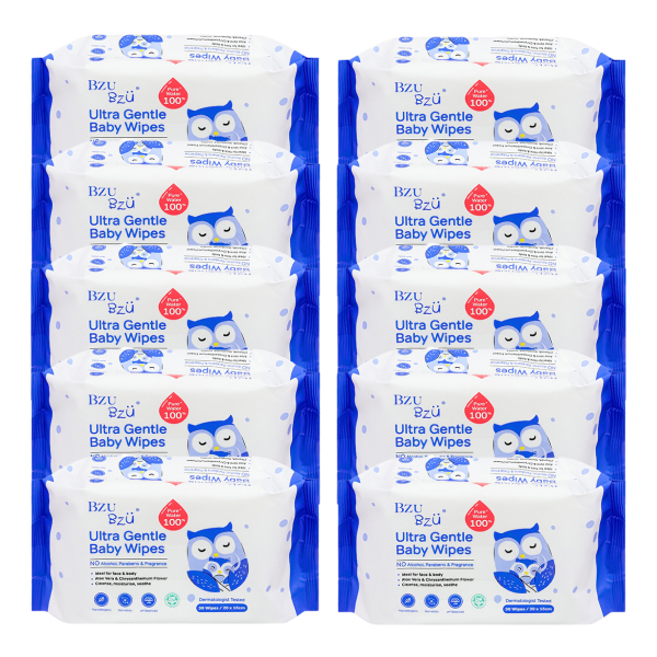 Combo 10 khăn ướt BZU BZU Ultra Gentle không mùi gói 30 miếng