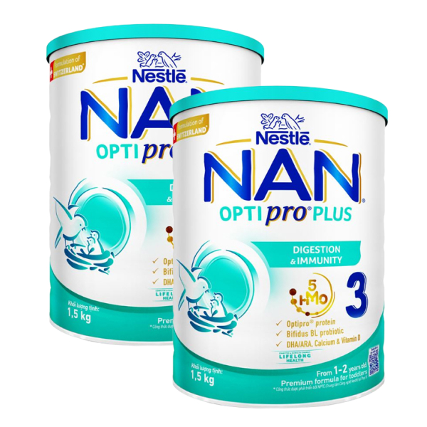 Combo 2 sữa bột NAN Optipro Plus số 3 1.5 kg (1 - 2 tuổi) - Giao bao bì ngẫu nhiên