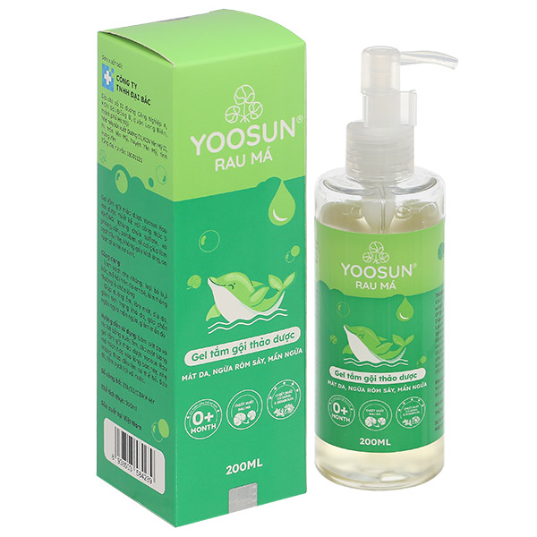 Gel tắm gội thảo dược Yoosun Rau má làm sạch, dưỡng ẩm và dịu da cho bé chai 200ml