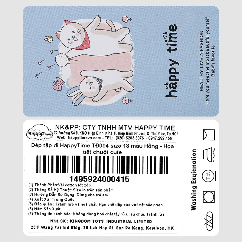 Giày tập đi cho bé HappyTime TĐ004 màu hồng 10