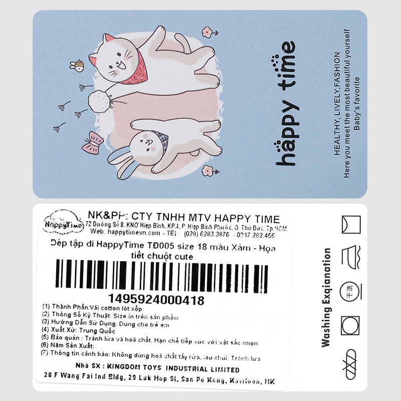 Giày tập đi cho bé HappyTime TĐ005 màu xám 10