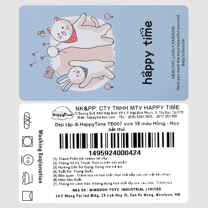 Giày tập đi cho bé HappyTime TĐ007 màu hồng 10