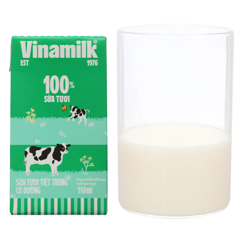 Combo 2 thùng 48 hộp sữa tươi tiệt trùng Vinamilk có đường 110 ml (từ 1 tuổi) - Giao bao bì ngẫu nhiên 12