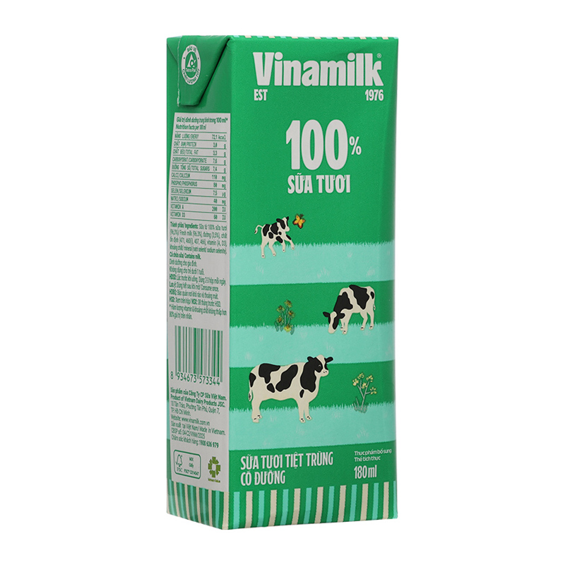Thùng 48 hộp sữa tươi tiệt trùng Vinamilk có đường 180 ml (từ 1 tuổi) - Giao bao bì ngẫu nhiên 18