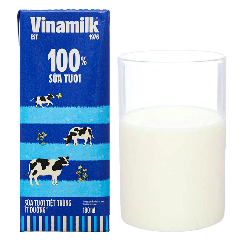 Combo 2 thùng 48 hộp sữa tươi tiệt trùng Vinamilk ít đường 180 ml (từ 1 tuổi) - Giao bao bì ngẫu nhiên 12