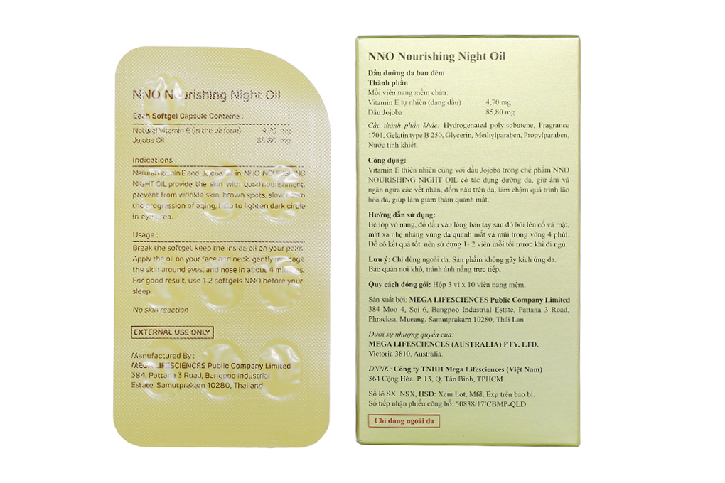 Dầu dưỡng da ban đêm NNO Nourishing giữ ẩm, ngừa nếp nhăn hộp 30 viên - 10