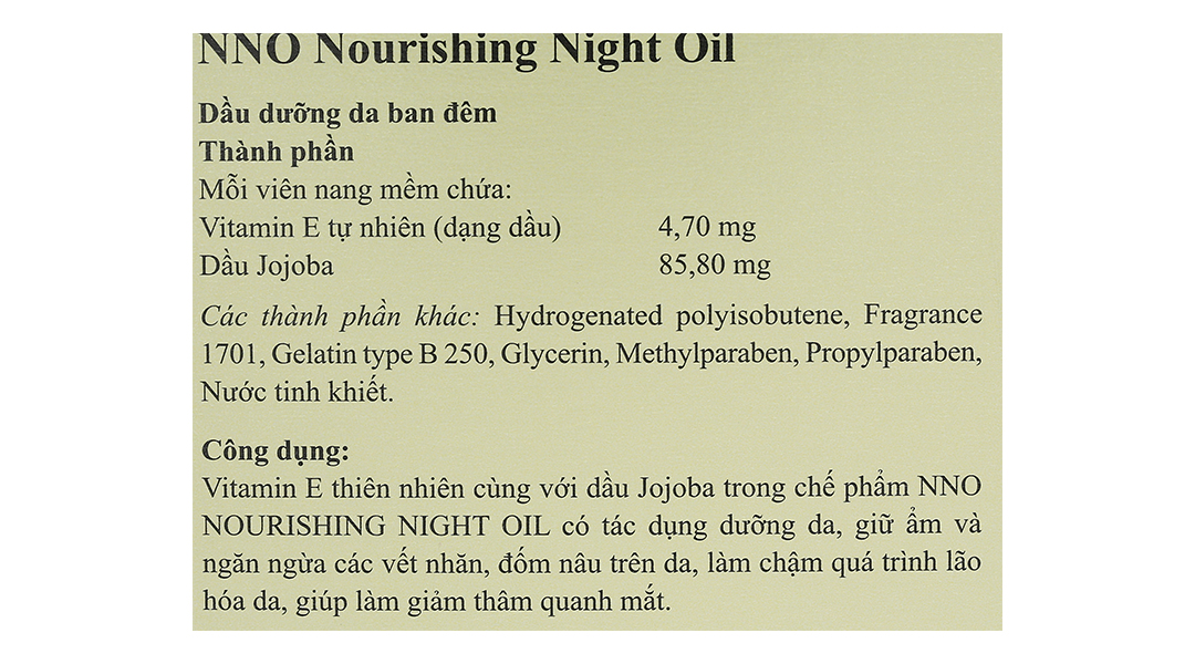 Dầu dưỡng da ban đêm NNO Nourishing giữ ẩm, ngừa nếp nhăn hộp 30 viên - 15