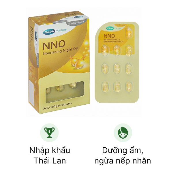 Dầu dưỡng da ban đêm NNO Nourishing giữ ẩm, ngừa nếp nhăn hộp 30 viên
