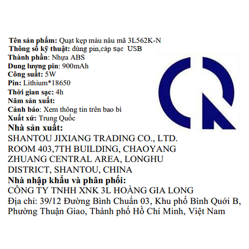 Quạt kẹp và để bàn mini xoay 720 độ 3L 3L562K-N 12