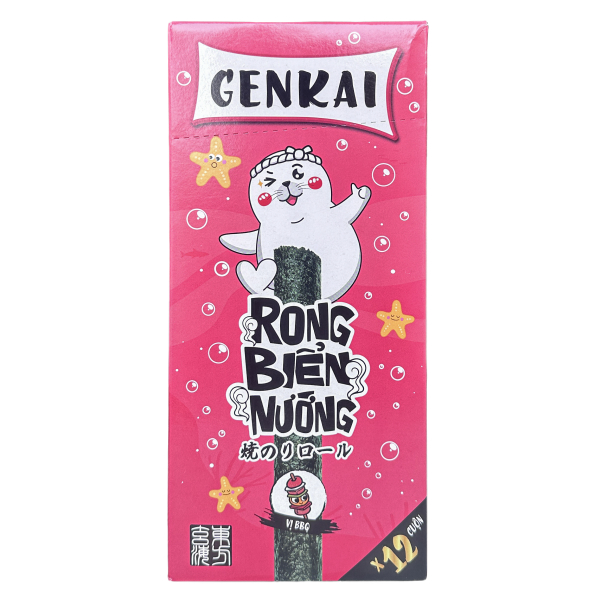 Hộp 12 gói snack rong biển vị BBQ Genkai