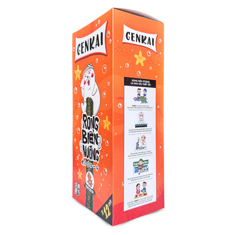 Hộp 12 gói snack rong biển vị hải sản cay Genkai 2.5g (từ 1 tuổi) 3