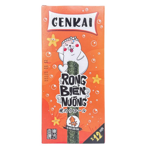 Hộp 12 gói snack rong biển vị hải sản cay Genkai