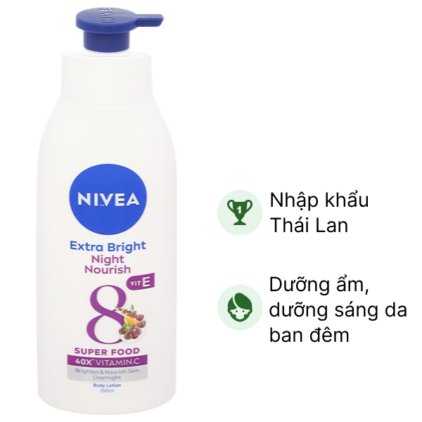 Sữa dưỡng thể Nivea Extra Bright Night Nourish dưỡng sáng ban đêm
