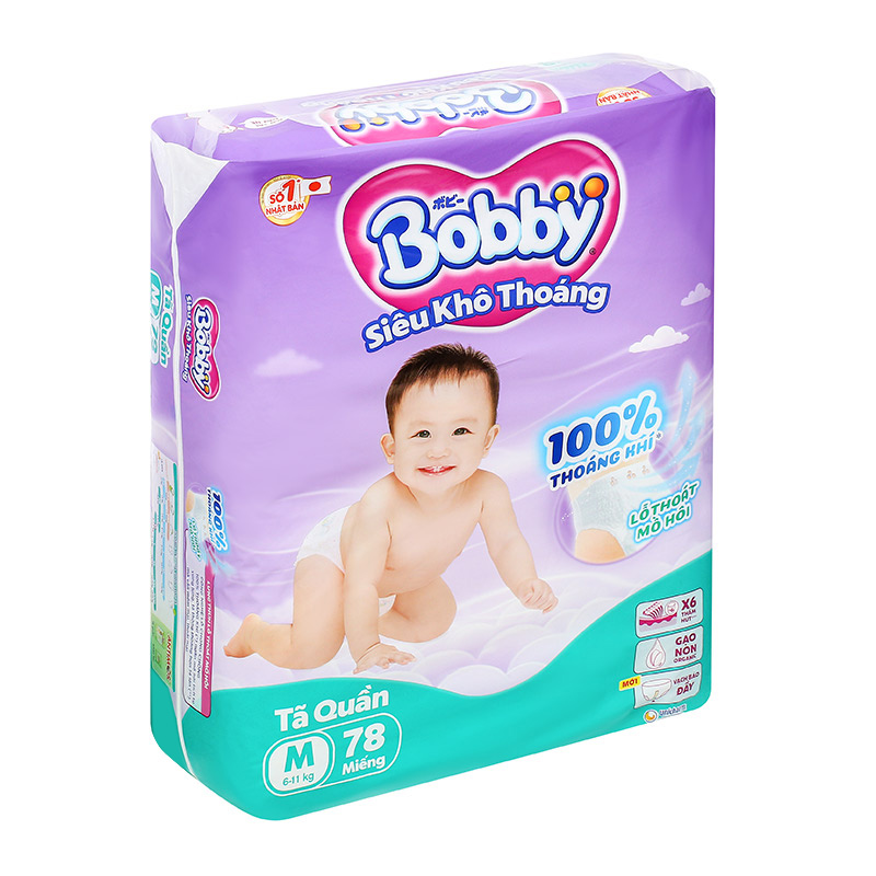 Combo 3 tã quần Bobby size M 78 miếng (6 - 11 kg) - Giao bao bì ngẫu nhiên 4