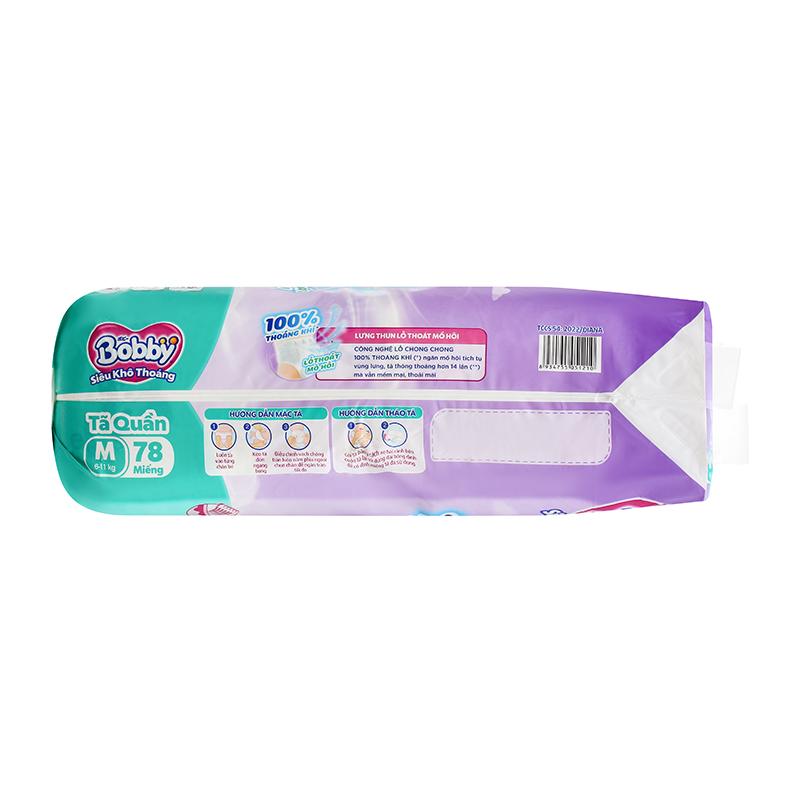 Combo 3 tã quần Bobby size M 78 miếng (6 - 11 kg) - Giao bao bì ngẫu nhiên 5