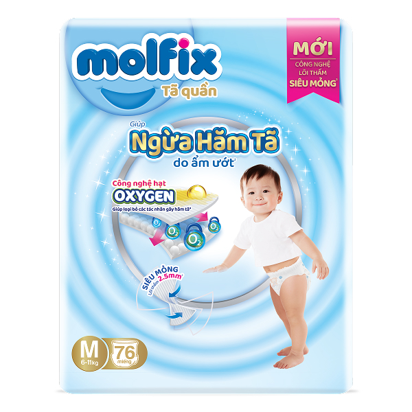 Tã quần Molfix Oxy size M 76 miếng (6 - 11 kg)