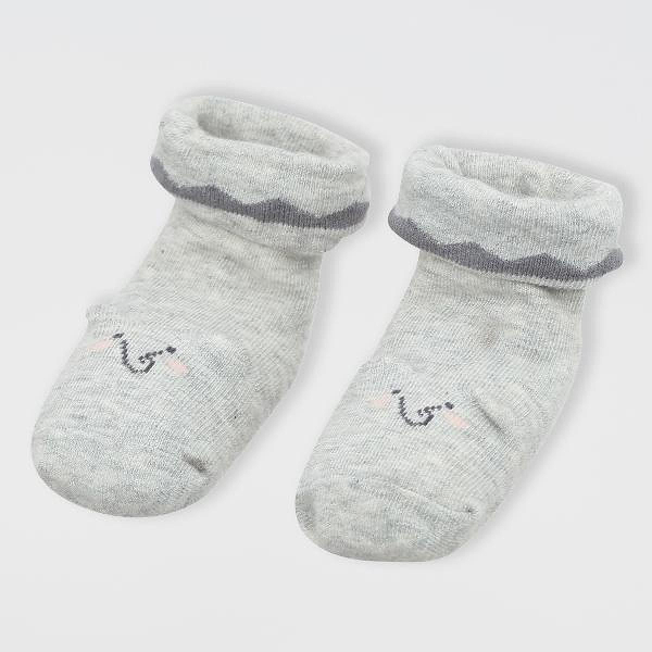 Tất sơ sinh Á Châu cotton xám