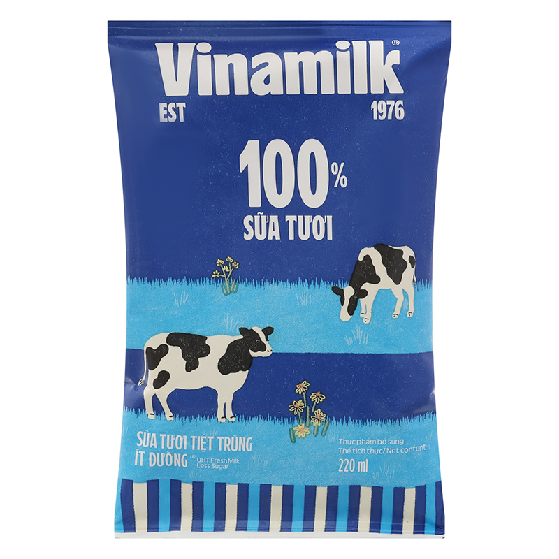 Thùng 48 bịch sữa tươi tiệt trùng Vinamilk ít đường 220 ml (từ 1 tuổi) 4