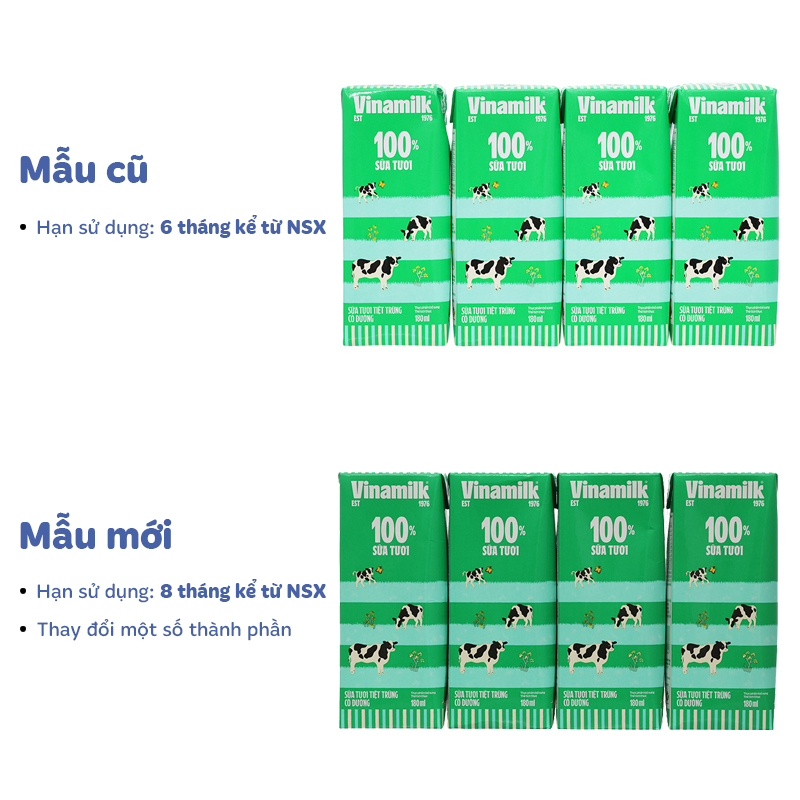 Thùng 48 hộp sữa tươi tiệt trùng Vinamilk có đường 180 ml (từ 1 tuổi) - Giao bao bì ngẫu nhiên 3