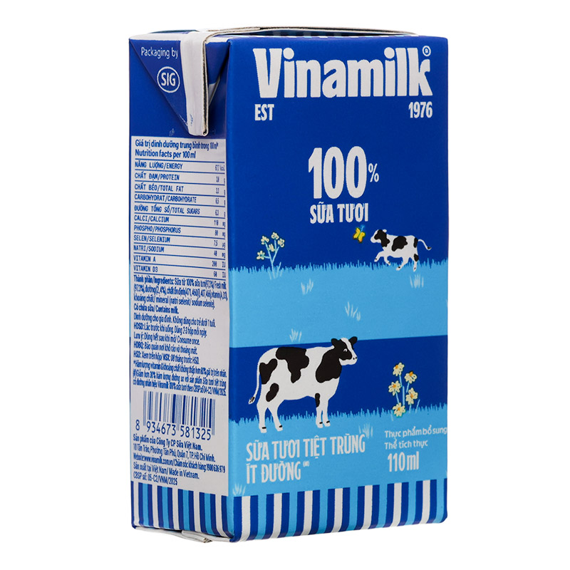 Combo 2 thùng 48 hộp sữa tươi tiệt trùng Vinamilk ít đường 110 ml (từ 1 tuổi) 22