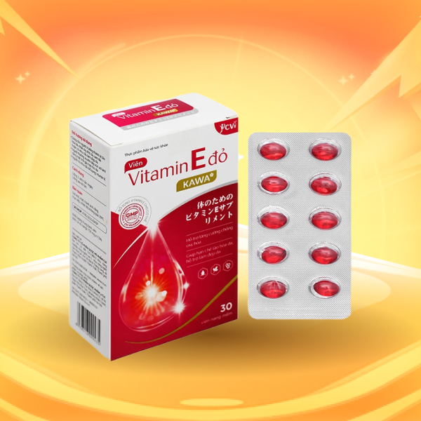 Thực phẩm bảo vệ sức khỏe Vitamin E Đỏ Kawa hộp 30 viên