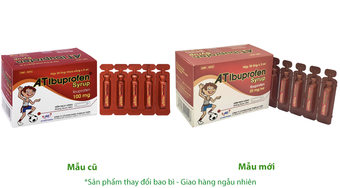 Hỗn dịch uống A.T Ibuprofen Syrup giảm đau, kháng viêm (30 ống x 5ml)
