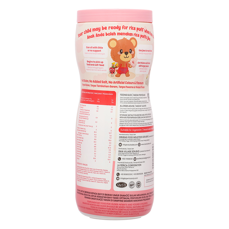 Bánh gạo ăn dặm NATUFOODIES PUFF vị dâu chuối gói 60g (từ 8 tháng) 3