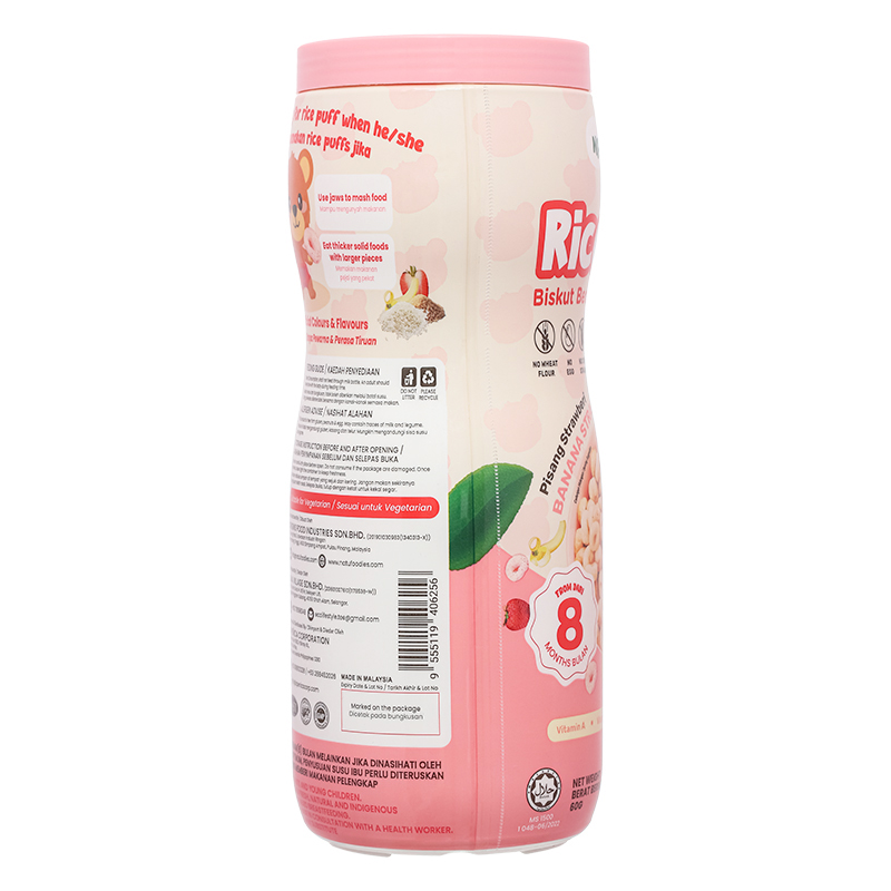 Bánh gạo ăn dặm NATUFOODIES PUFF vị dâu chuối gói 60g (từ 8 tháng) 4