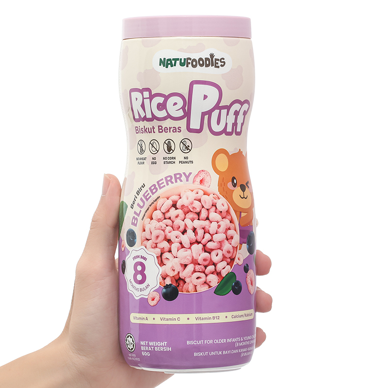 Bánh gạo ăn dặm NATUFOODIES PUFF vị dâu chuối gói 60g (từ 8 tháng) 13