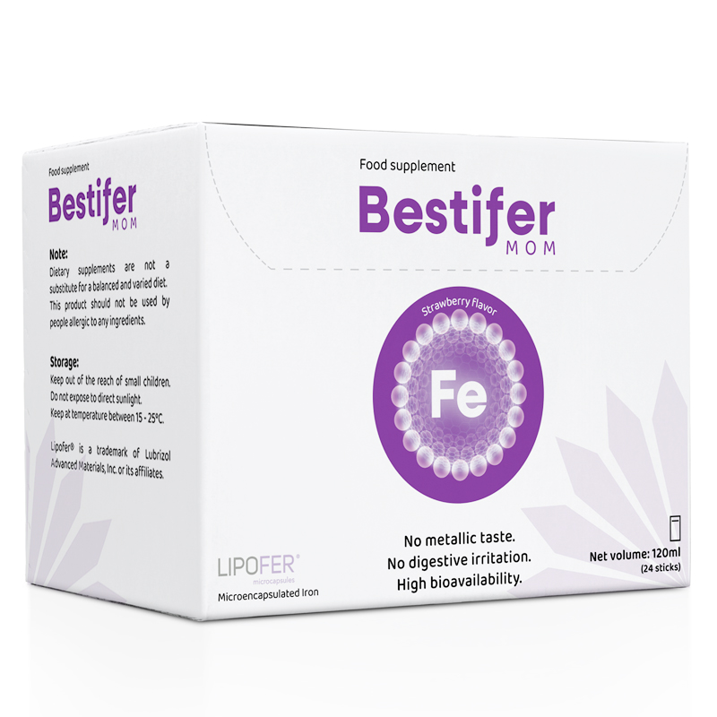 Thực phẩm bảo vệ sức khỏe Bestifer MOM bổ sung sắt, hỗ trợ tạo hồng cầu hương dâu, 24 gói dạng uống 2