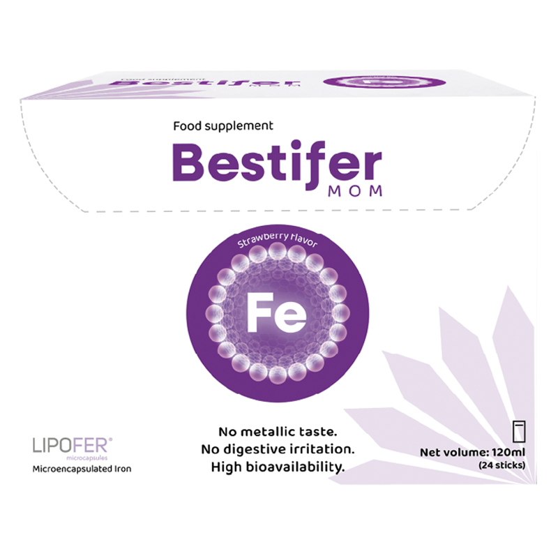 Thực phẩm bảo vệ sức khỏe Bestifer MOM bổ sung sắt, hỗ trợ tạo hồng cầu hương dâu, 24 gói dạng uống 3
