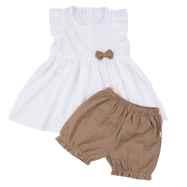 Bộ sát nách bé gái Ualarogo UR3851 màu nâu